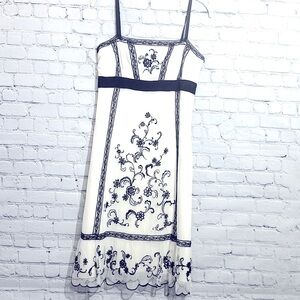 Ann Taylor Loft Creamy Ivory Lace and Black Flowers Tulle Embroidered Dress (8)